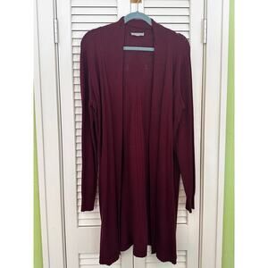 Evolution by Cyrus Longline Knit Cardigan – Burgundy – Size M (38L x 22W